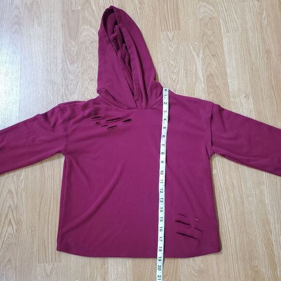 Ten Sixty Sherman Girls: Deconstructed Hoodie - size Medium in Maroon - Picture 7 of 11